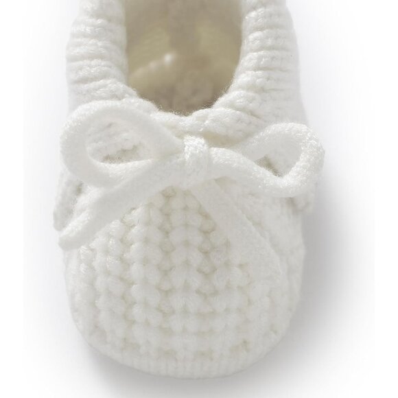Newborn White Cozy Crochet Boys Girls First Walkers Soft Knit Infant Sock Shoes - Picture 6 of 7